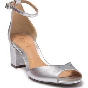Schutz "roama" block heel NEW silver ankle strap